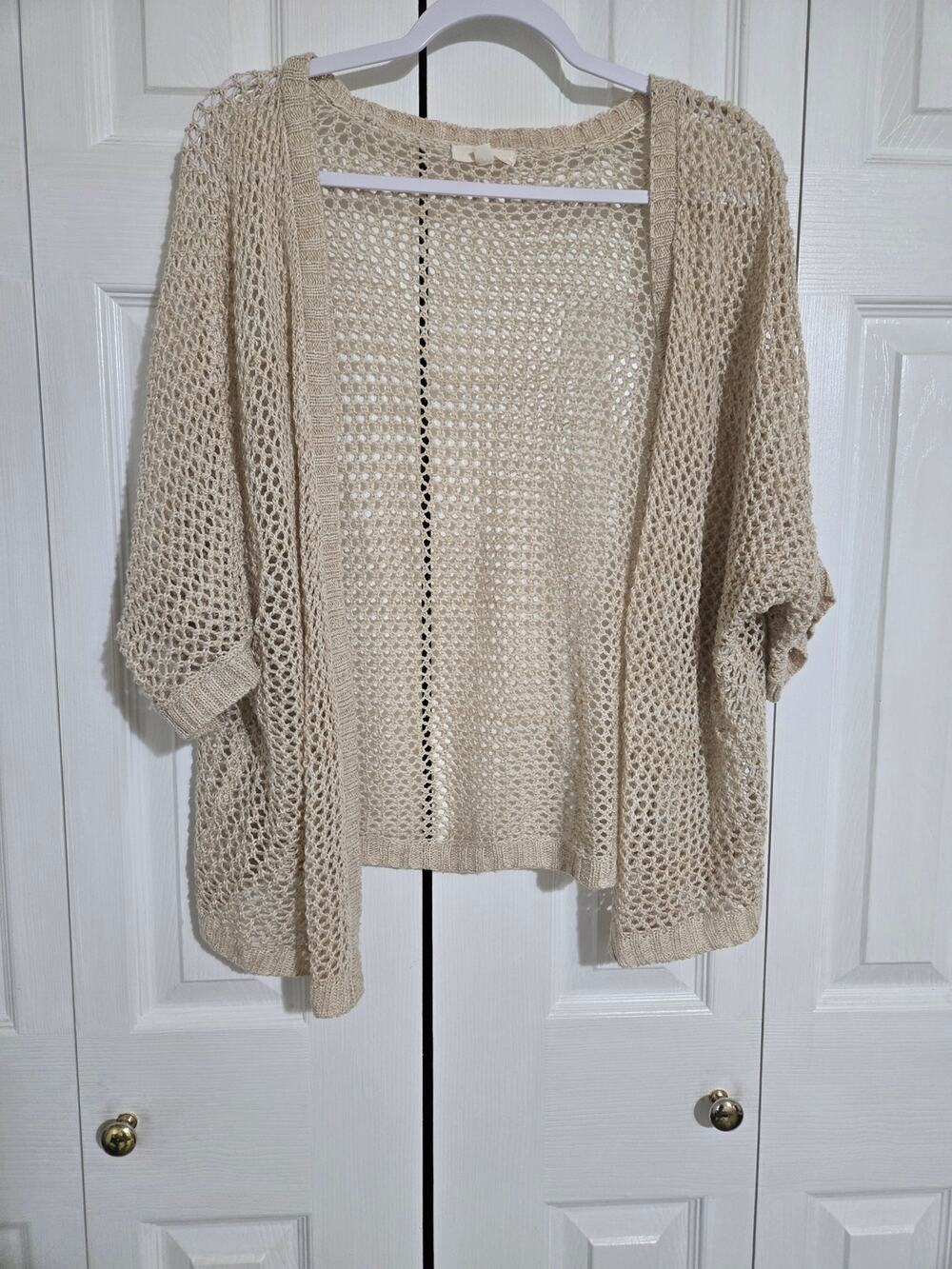 Mine m/l women's tan loose knit open front cardigan